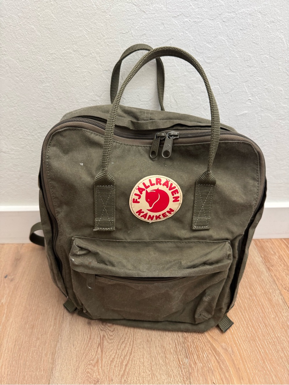 Olive Green Fjallraven Canvas Backpack